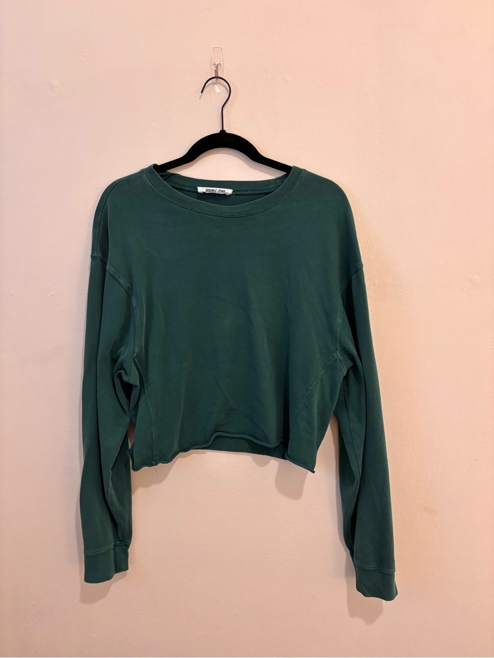 Double Zero Forest Green Cropped Crewneck Sweatshirt